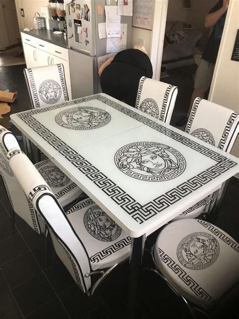 versace letter plate|versace dining table and chairs.